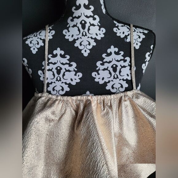 Buddy Love Kelsey Mini Dress Ruffle Champagne Gold Sz M Adjustable Straps - Picture 5 of 10
